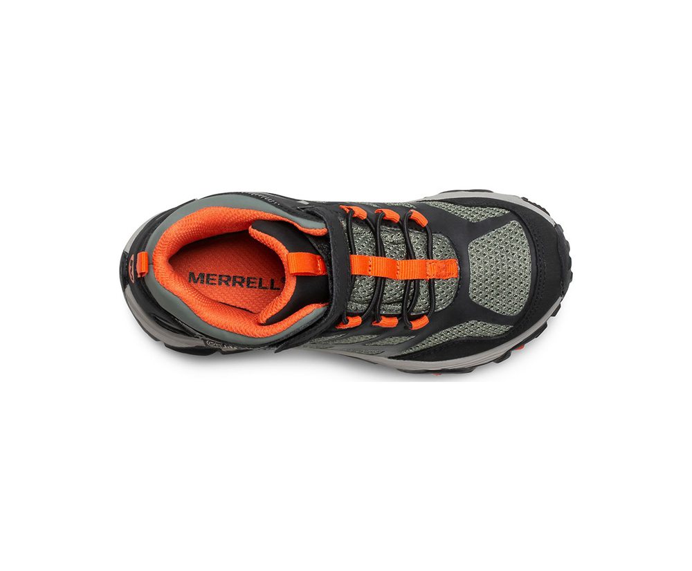 Buty Trekkingowe Merrell Dziecięce Oliwkowe - Moab Fst Mid A/C Waterproof - 842076-RPF